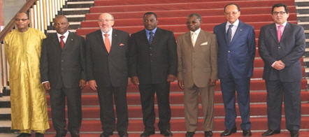 Joseph Kabila, Evariste Boshab, Leon Kengo wa Dondo, Louis Michel lors de l'ouverture de l'assemble ACP-UE  Kinshasa