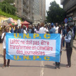 Les journalistes protestent  Kinshasa
