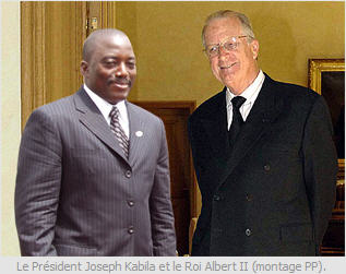 Le Prsident de la Rpublique, Joseph Kabila Kabange, qui est arriv dimanche  Bruxelles pour une visite officielle de 48 heures, a t recu lundi dans l'avant midi pendant plus d'une heure par le Roi Albert II de Belgique.