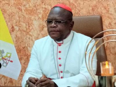 Le Cardinal Ambongo lors d’un point de presse samedi 28 mars 2020 à Kinshasa. Radio Okapi/Ph. Paul Matendo