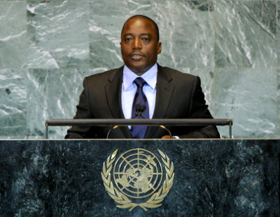 Joseph Kabila lors de la 66e session de l'Assemblée générale de l'ONU