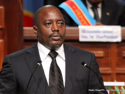 e président Joseph Kabila prononçant son discours sur l'état de la nation le 15/12/2012 à Kinshasa