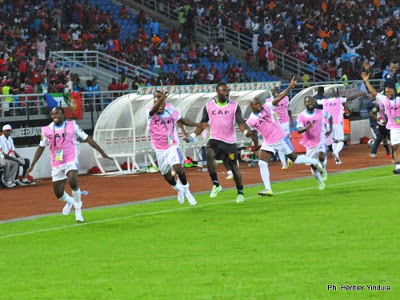 Les Léopards de la RDC célébrant leur victoire face au Congo-Brazzaville en quarts de finale de la Can 2015 (4-2) le 31 janvier 2015. Photo Héritier Yindula