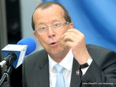 Martin Köbler, représentant spécial du secrétaire général de l'Onu pour la RDC le 28/08/2013 à Kinshasa, lors de la conférence de l'Onu