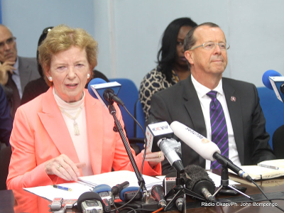 Mary Robinson, envoyée spéciale du secrétaire général de l’Onu pour la région des Grands Lacs et Martin Kobler, patron de la Monusco le 4/09/2013 à Kinshasa