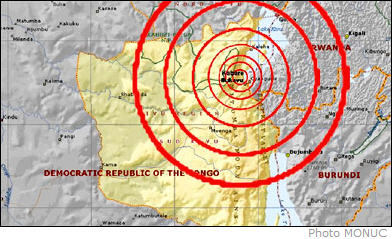 Un fort séisme a affecté ce matin, aux environs de 09H35 heure locale (07H35 TU), la région des Grands lacs africains et a été ressenti en République démocratique du Congo (RDC) ainsi que dans les pays avoisinants du Rwanda et du Burundi. Selon l'Observatoire volcanologique de Goma, Nord-Kivu, l'épicentre de ce séisme, d'une magnitude de 6 sur l'échelle de Richter et qui a affecté les villes de Bukavu et de Goma, ainsi que leurs environs, se situerait à Kabaré, à 20 km au nord de Bukavu, chef-lieu de la province du Sud Kivu, à l'est de la RDC.